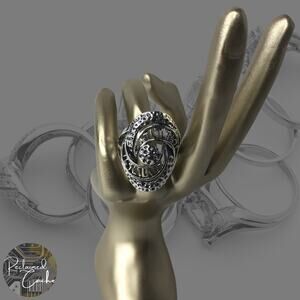 Long Boho Silver Ring - Size 10